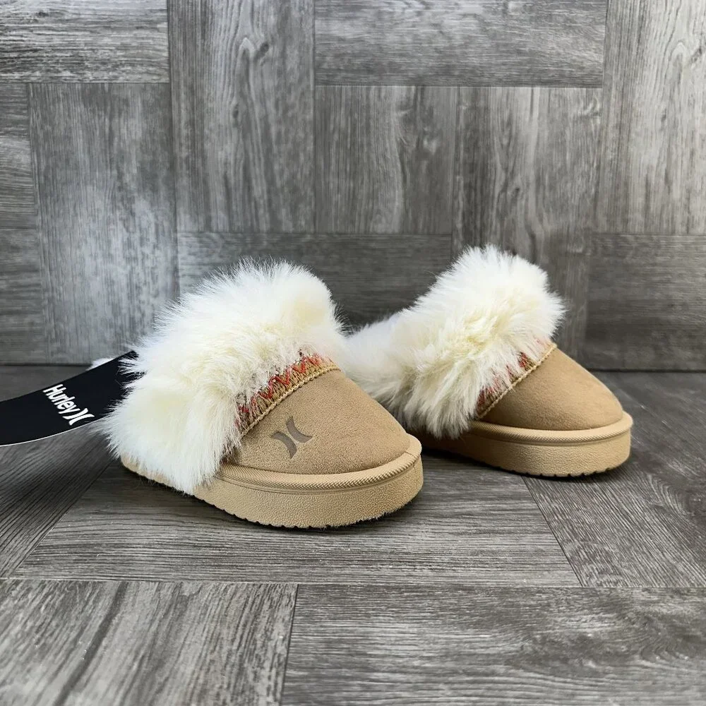 Hurley Kimmie Toddler size 6 Tan Cozy Slip On Slippers